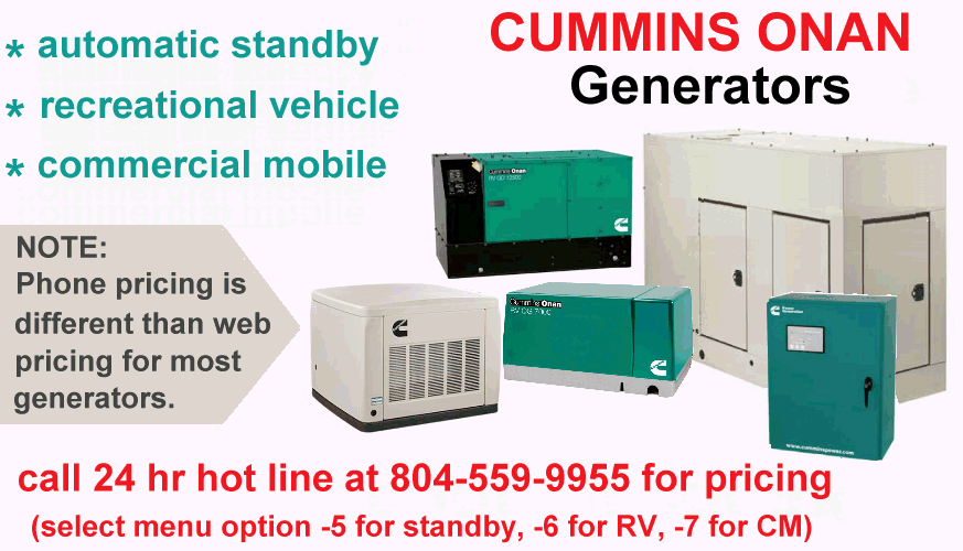 Check phone pricing on Cummins generators